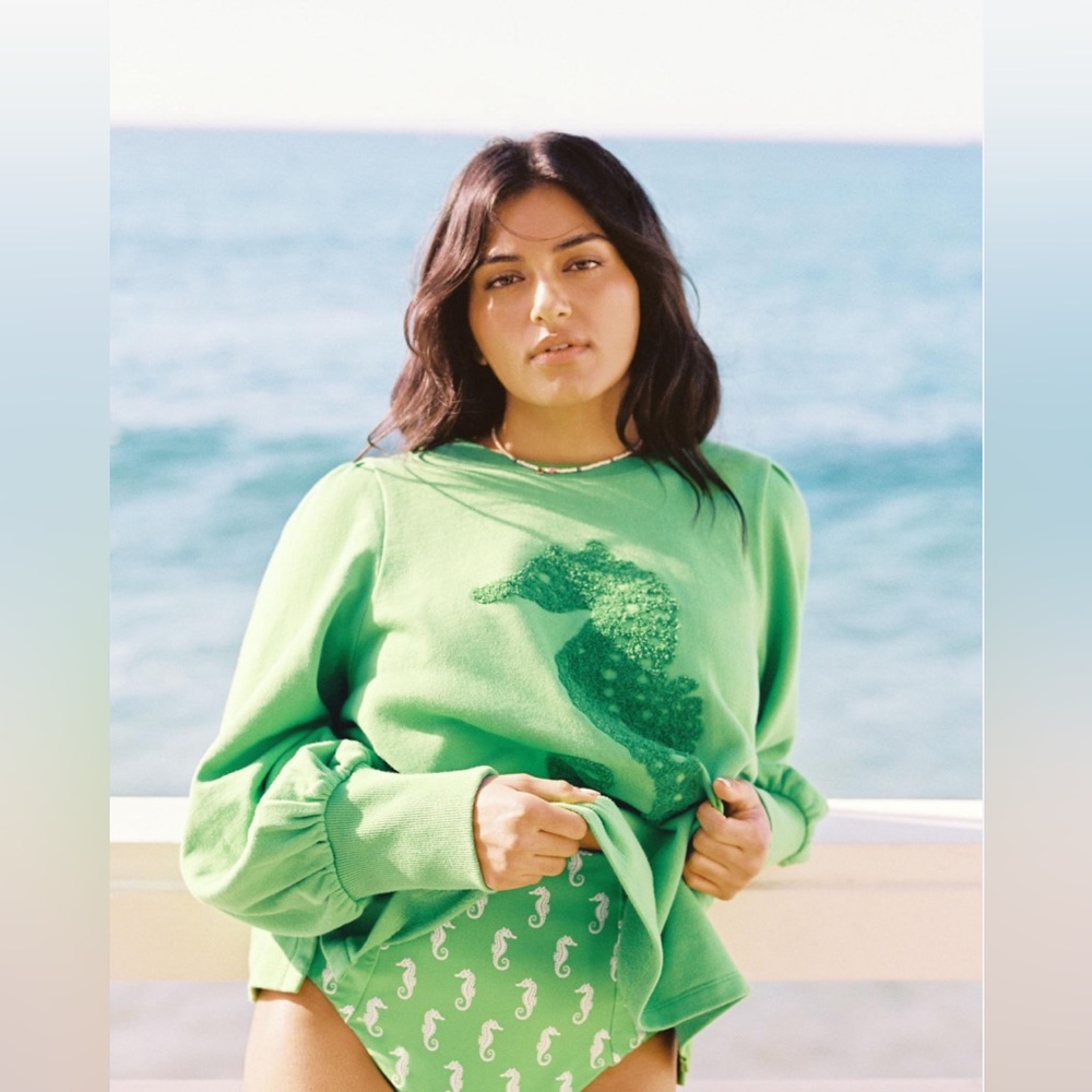 Maeve by Anthropologie Green Seahorse sweater